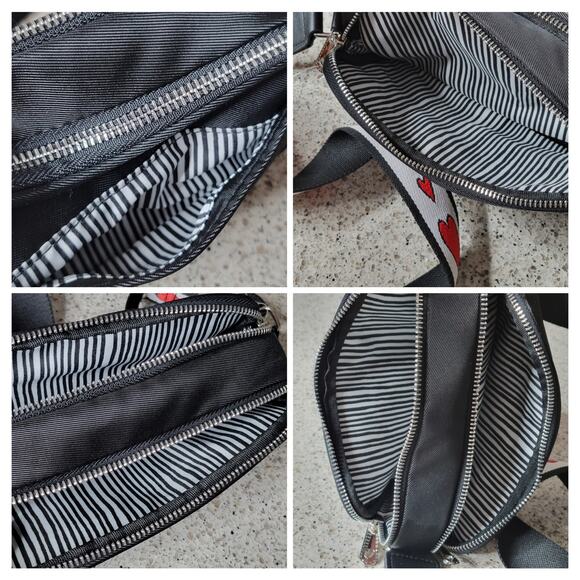 NWT Brighton LOVE Essentials Black Red Heart Dual Zip Nylon Crossbody Bag Purse - Picture 10 of 12
